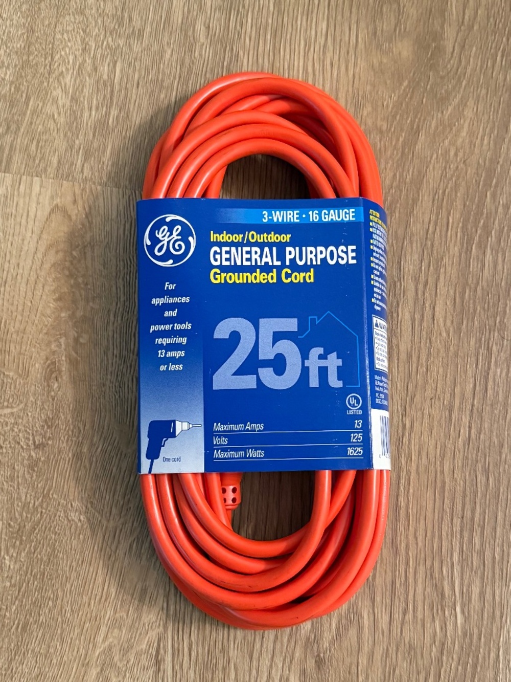 GE Indoor/Outdoor 25ft General Purpose Grounded Extension Cord NEW
